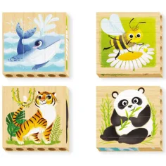 Quercetti: PlayBio Zagrożone zwierzęta 4 w 1 drewniane puzzle zdjęcie 2
