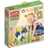 Quercetti: PlayBio Zwierzęta podwórkowe 4 w 1 drewniane puzzle