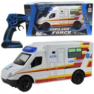 RC Zdalnie sterowana biała karetka pogotowia z efektami świetlnymi 2,4GHz skala 1/12 30cm