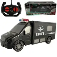 RC Zdalnie sterowany furgon do przewozu pieniędzy z efektami świetlnymi i dźwiękowymi, skala 1:18, 20 cm