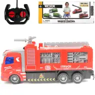 RC Zdalnie sterowany wóz strażacki w kolorze czerwonym z efektami świetlnymi 1/30 27MHz 20cm