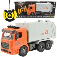 RC ciężarówka do selektywnej zbiórki odpadów ECO ze zdalnym sterowaniem, efekty świetlne, skala 1:14, 27MHz, 30 cm