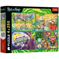 Rick i Morty Szalone Przygody 4x250-elementowe puzzle - Trefl