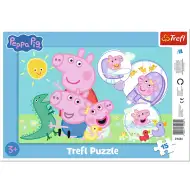 Rodzinna zabawa Świnki Peppy 15-elementowe puzzle z ramką - Trefl