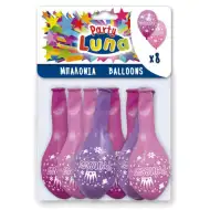 Różowa tiara zestaw balonów imprezowych 8 sztuk