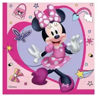 Różowe dwuwarstwowe serwetki papierowe z motywem Myszki Minnie, opakowanie 20 sztuk.