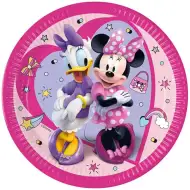 Różowe papierowe talerzyki z wzorem Myszki Minnie i Daisy, zestaw 8 sztuk, 23 cm