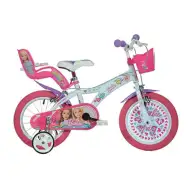 Różowo-biały rower dziecięcy Barbie w rozmiarze 14 - rower Dino Bikes