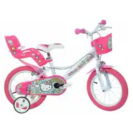 Różowo-biały rower dziecięcy Hello Kitty w rozmiarze 16 - rower Dino Bikes
