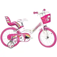 Różowo-biały rowerek dziecięcy z jednorożcem, rozmiar 14 cali - rower Dino Bikes