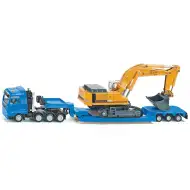 SIKU MAN ciężarówka do transportu ciężkiego z koparką Liebherr w skali 1/87