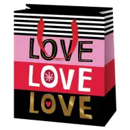 Sávos Love duża ekskluzywna torba prezentowa 27x14x33 cm