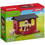 Schleich Farm World – Zestaw z budą dla psa z golden retrieverami (42722)