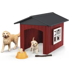 Schleich Farm World – Zestaw z budą dla psa z golden retrieverami (42722) zdjęcie 2