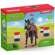 Schleich: Farm World - Zestaw do zabawy z wyścigiem beczek i kowbojką (42576)