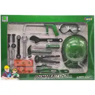 Skrzynka narzędziowa PowerTool z kaskiem ochronnym.