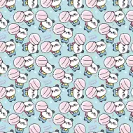 Słodka panda z lizakiem, niebieski papier do pakowania, 100x70 cm