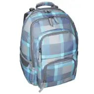 Spirit: E-Bag niebieski w kratkę zaokrąglony plecak szkolny, 46x34x22cm