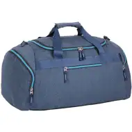 Spirit: Granatowa torba sportowa z neonowoniebieskim zamkiem błyskawicznym 55x31x41 cm
