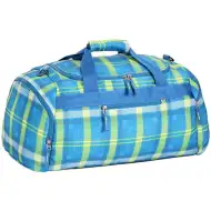 Spirit: Jasnoniebiesko-neonowo-zielona torba sportowa z paskowanym wzorem 55x31x41cm