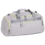 Spirit: Jasnoszara torba sportowa z neonowozielonym zamkiem 55x31x41 cm