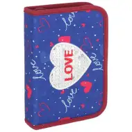 Spirit: Love Heart niebiesko-różowy rozkładany piórnik z wyposażeniem, 24 elementy