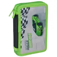 Spirit: Racer Monster zielony piórnik dwupoziomowy z motywem sportowego samochodu