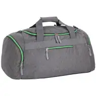 Spirit: Szara torba sportowa z neonowo-zielonym zamkiem błyskawicznym 55x31x41 cm