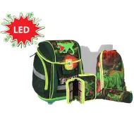 Spirit: T-Rex, plecak szkolny z motywem 3D, z oświetleniem LED, zestaw 5-częściowy