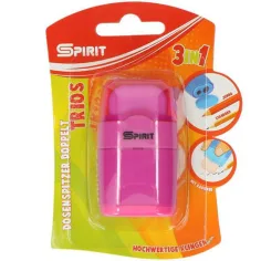 Spirit: Trio 3 w 1 temperówka z pojemnikiem na 2 otwory i gumka do mazania w różnych kolorach, opakowanie 1 szt. zdjęcie 2