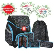 Spirit: Zestaw szkolny 5-częściowy z ergonomicznym plecakiem 3D z motywem piłki nożnej, z podświetleniem LED, 34x22x41 cm