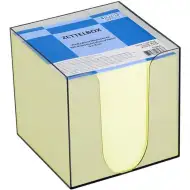 Spirit: Żółty notes samoprzylepny w przezroczystym pojemniku, 900 kartek, 9x9x9 cm