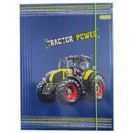 Spirit: niebieska teczka A4 z gumką i motywem traktora