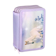 Spirit: trzypoziomowy, wypełniony piórnik z motywem jeździeckim, 28 elementów