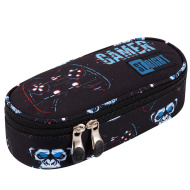St.Right: Niebiesko-czarny owalny piórnik Blue Gamer, 23 cm