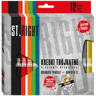 St.Right Trójkątne kredki kolorowe 12 sztuk z temperówką