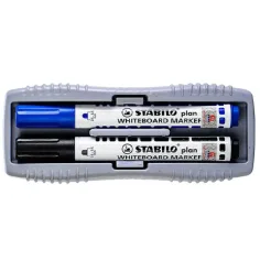 Stabilo: Plan WhiteBoard marker niebieski i czarny marker do tablicy + gąbka zdjęcie 3