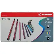 Stabilo: Zestaw flamastrów Pen 68 w metalowym pudełku, 10 sztuk
