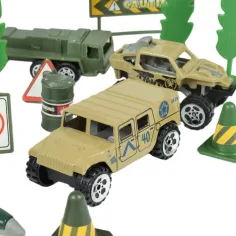 Super Army: Zestaw wojskowy z metalowymi pojazdami i samolotem z napędem zamachowym w dwóch wariantach zdjęcie 3