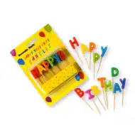 Świeczka na tort z napisem "Happy Birthday"