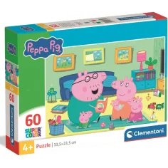 Świnka Peppa – rodzinna zabawa, 60-elementowe puzzle Supercolor - Clementoni