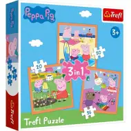 Świnka Peppa: Pomysłowa Peppa 3 w 1 puzzle - Trefl