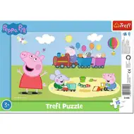 Świnka Peppa: Wesoły pociąg, ramkowe puzzle 15 elementów - Trefl