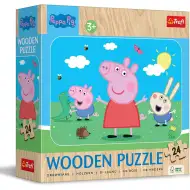 Świnka Peppa drewniane puzzle 24 elementy - Trefl