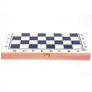 Szachy drewniane z malowaną planszą i plastikowymi figurami, 24×24 cm