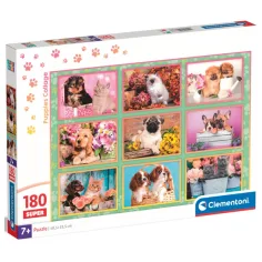 Szczeniaki i kocięta Super puzzle 180 elementów - Clementoni