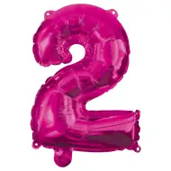 Szereg foliowych balonów w różowym kolorze – cyfra 2, 96 cm.
