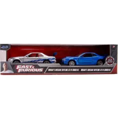 Szybcy i wściekli: Podwójny zestaw – Nissan Skyline GT-R R34 Briana, zestaw 2 modeli samochodów w skali 1:32 – Jada Toys