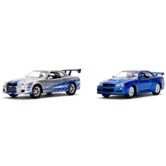 Szybcy i wściekli: Podwójny zestaw – Nissan Skyline GT-R R34 Briana, zestaw 2 modeli samochodów w skali 1:32 – Jada Toys zdjęcie 2