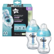 Tommee Tippee: Zaawansowane butelki przeciwkolkowe turkusowe, zestaw 2 szt., 260 ml (0 m+)